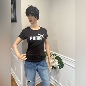 PUMA Women's Black Tee with White Logo